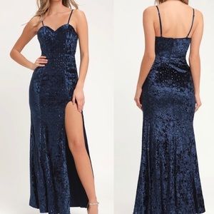 ❤️Lulus Simply Elegant Navy Blue Sequin Maxi Dress